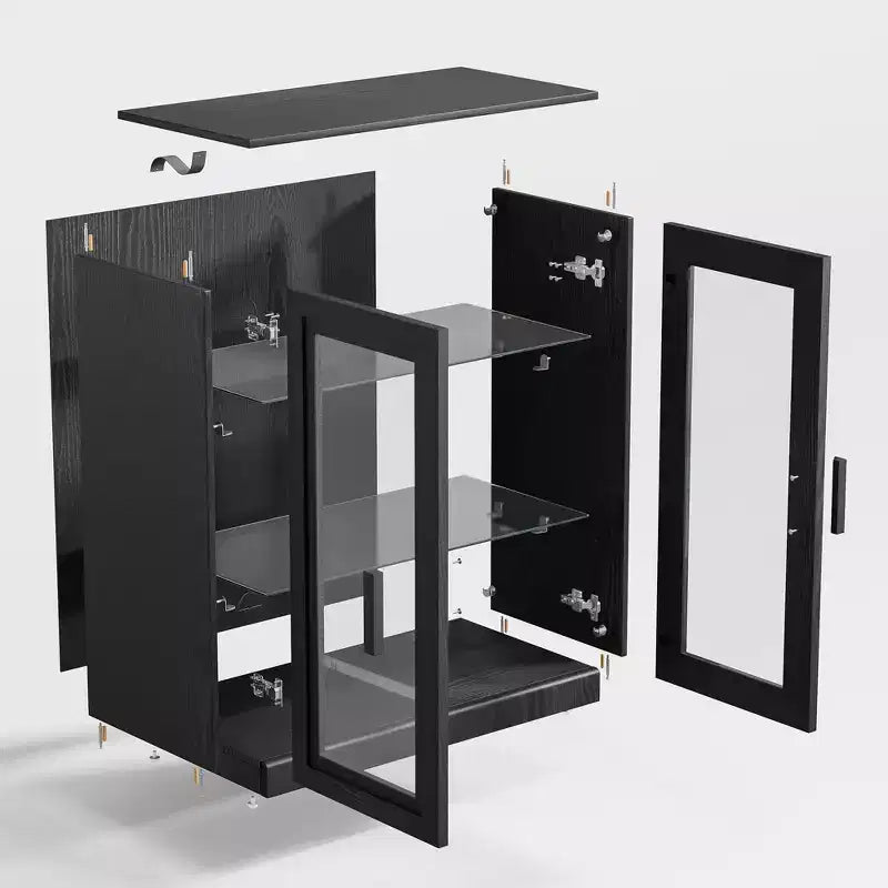 Bahut d'appoint en bois noir 41*31*16, meuble de rangement avec étagères réglables pour cuisine, chambre, salon, salle à manger