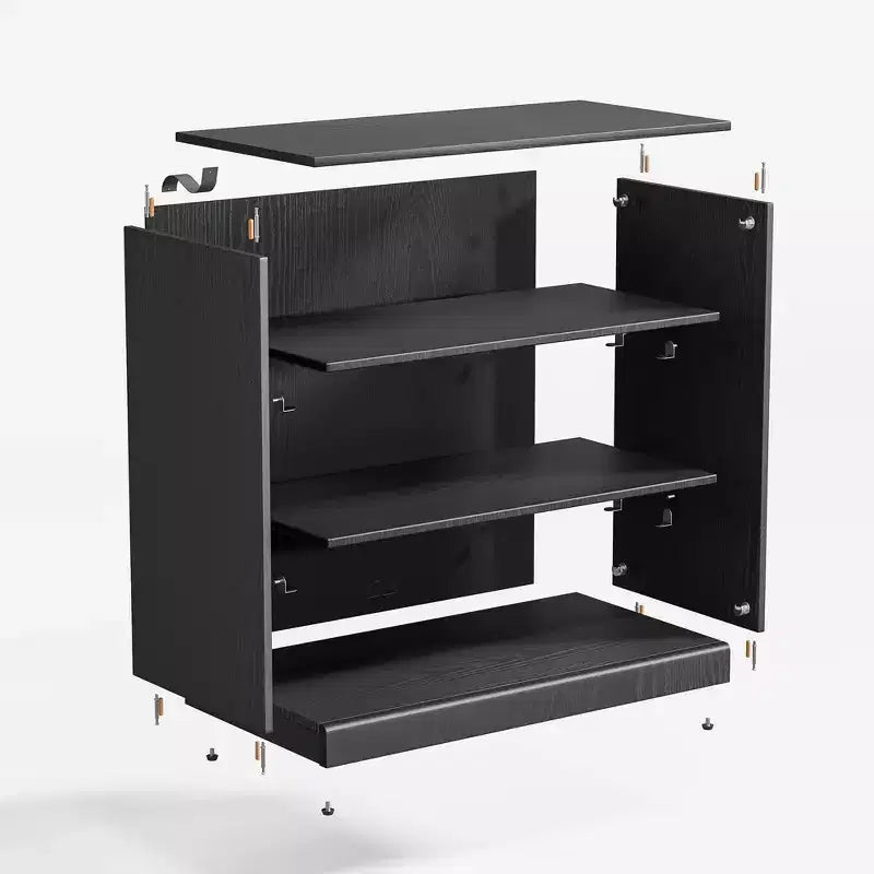Bahut d'appoint en bois noir 41*31*16, meuble de rangement avec étagères réglables pour cuisine, chambre, salon, salle à manger