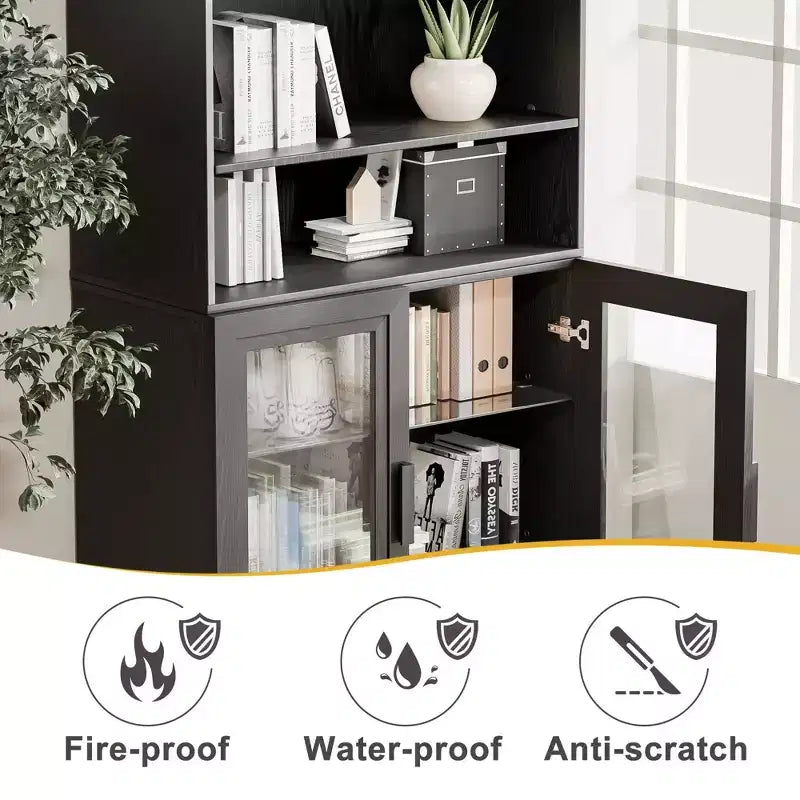 Bahut d'appoint en bois noir 41*31*16, meuble de rangement avec étagères réglables pour cuisine, chambre, salon, salle à manger