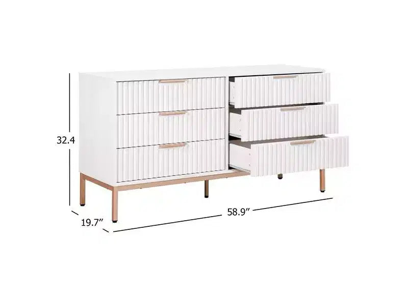 Commode 6 tiroirs avec glissières en métal – Plusieurs finitions