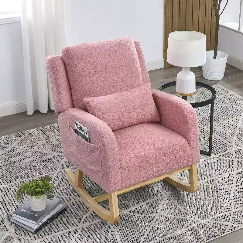 Okak Modern Accent Chairs for Bedroom, 27.5 W Modern Accent High Back Living Room Casual Armchair Rocker with One Lumbar Pillow