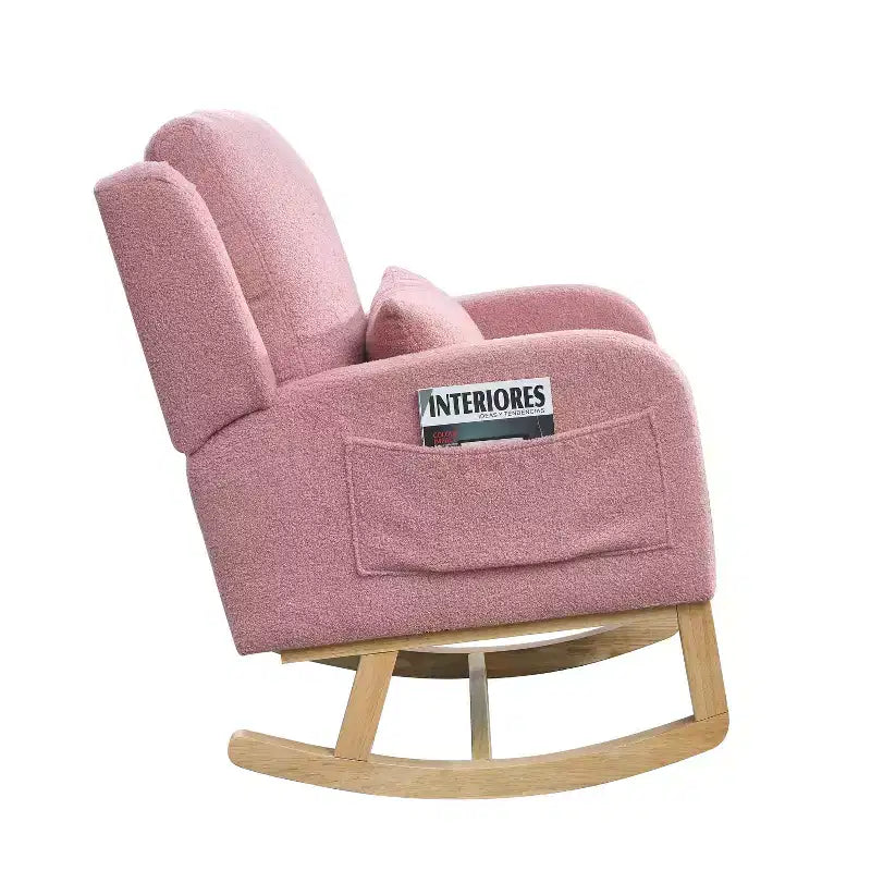 Fauteuil d'appoint moderne pour chambre à coucher, fauteuil à bascule décontracté moderne de 27,5 W avec dossier haut pour salon et un oreiller lombaire