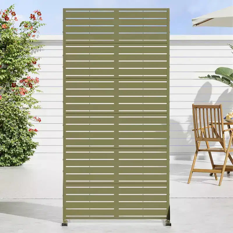 72 H35W Clôture décorative de jardin autoportante en métal gris pour l'extérieur, écran d'intimité