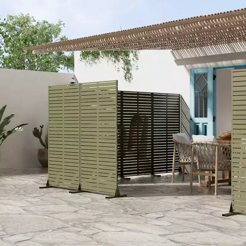 72 H35W Clôture décorative de jardin autoportante en métal gris pour l'extérieur, écran d'intimité