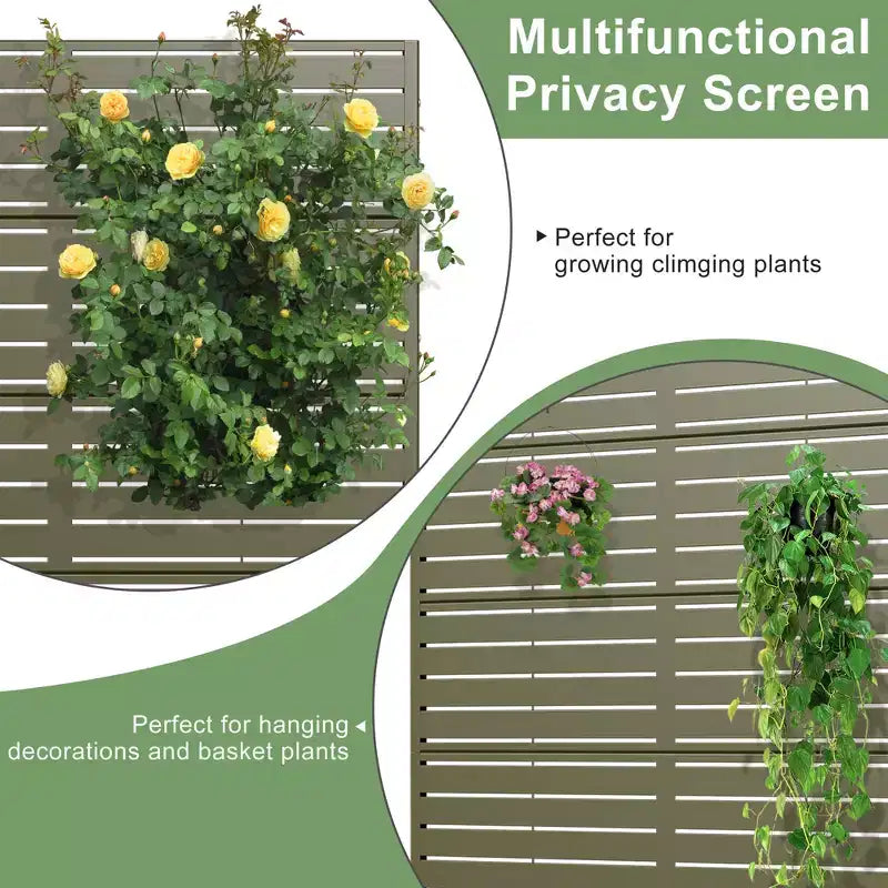 72 H35W Clôture décorative de jardin autoportante en métal gris pour l'extérieur, écran d'intimité