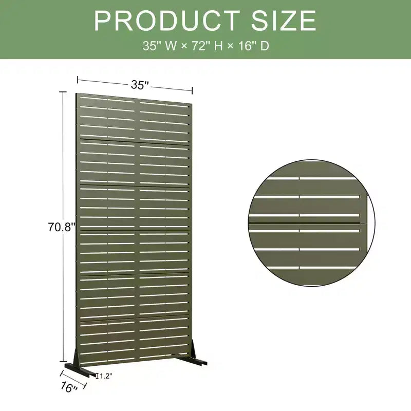 72 H35W Clôture décorative de jardin autoportante en métal gris pour l'extérieur, écran d'intimité