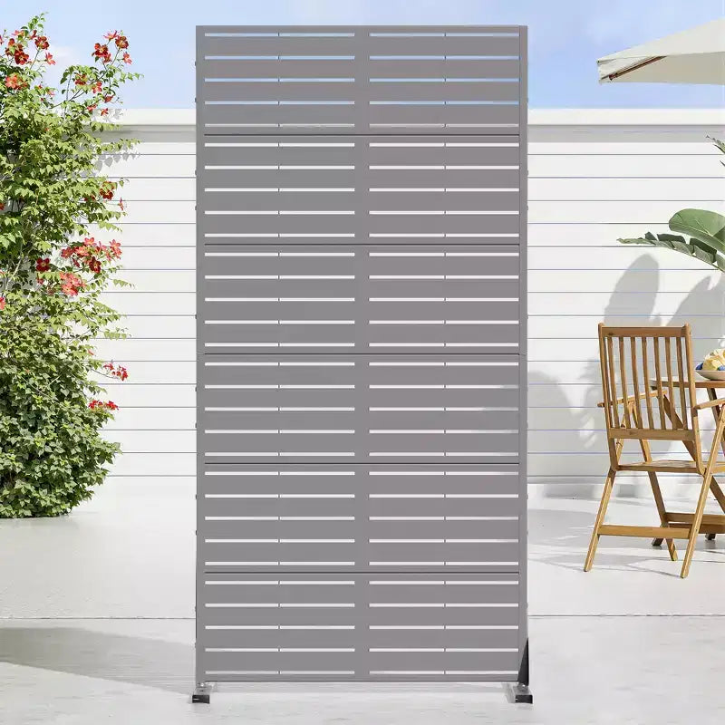 72 H35W Clôture décorative de jardin autoportante en métal gris pour l'extérieur, écran d'intimité