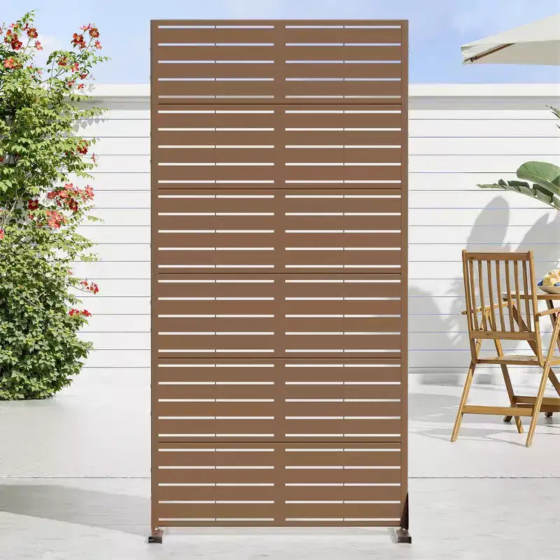 72 H35W Clôture décorative de jardin autoportante en métal gris pour l'extérieur, écran d'intimité