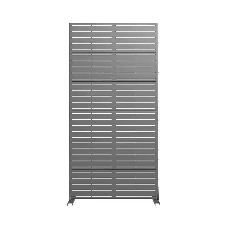 72 H35W Clôture décorative de jardin autoportante en métal gris pour l'extérieur, écran d'intimité