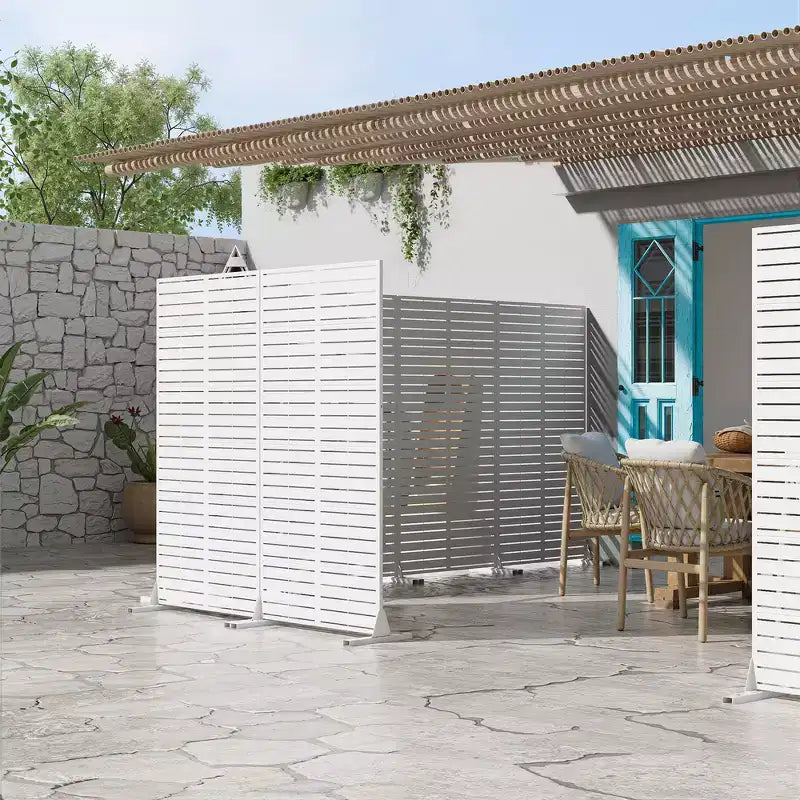 72 H35W Clôture décorative de jardin autoportante en métal gris pour l'extérieur, écran d'intimité