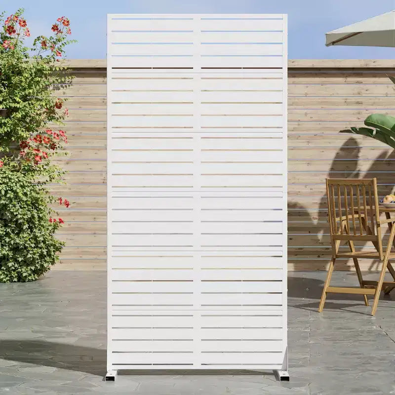 72 H35W Clôture décorative de jardin autoportante en métal gris pour l'extérieur, écran d'intimité