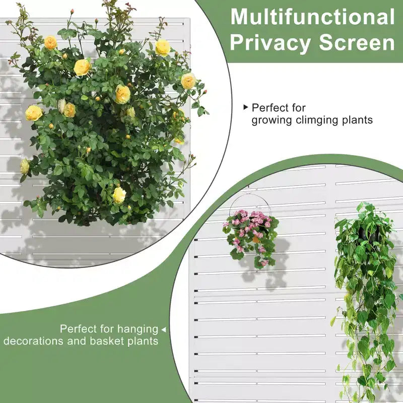 72 H35W Clôture décorative de jardin autoportante en métal gris pour l'extérieur, écran d'intimité