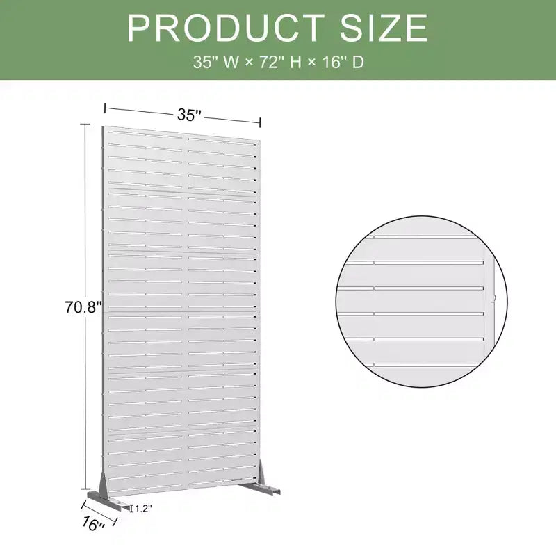 72 H35W Clôture décorative de jardin autoportante en métal gris pour l'extérieur, écran d'intimité