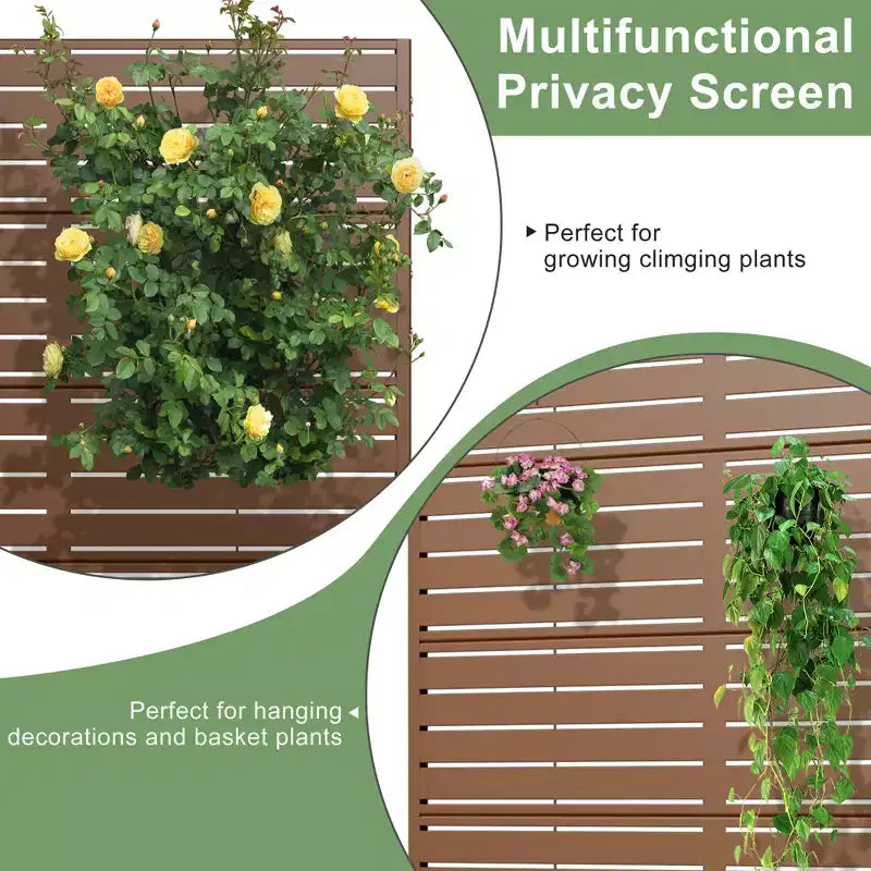 72 H35W Clôture décorative de jardin autoportante en métal gris pour l'extérieur, écran d'intimité