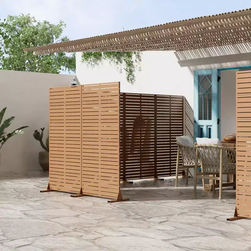 72 H35W Clôture décorative de jardin autoportante en métal gris pour l'extérieur, écran d'intimité