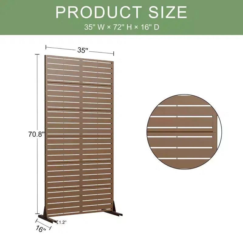 72 H35W Clôture décorative de jardin autoportante en métal gris pour l'extérieur, écran d'intimité