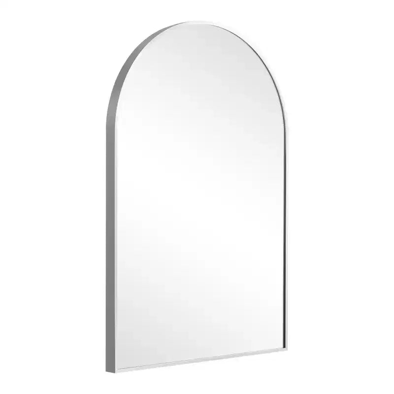 Miroir psyché rond arqué en bois 64x21, blanc, pleine longueur, pour salle de bain, chambre à coucher, entrée, salon/dressing