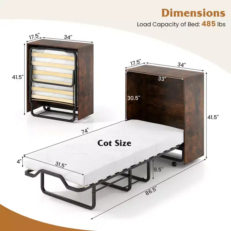 Lit de camp avec rangement et lit pliable