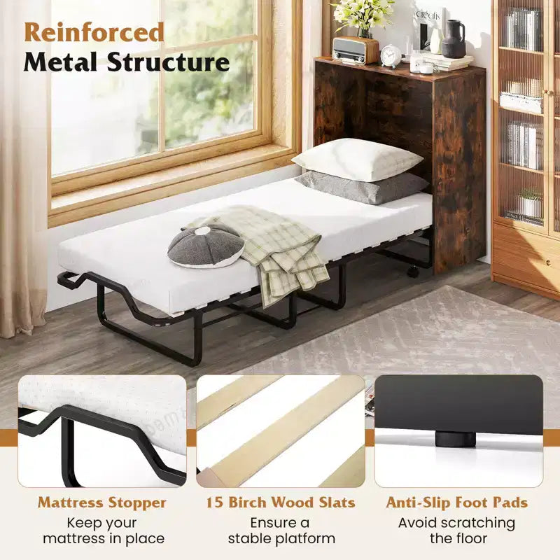 Lit de camp avec rangement et lit pliable