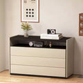 Luck Live Dressers Modern 3 drawer vanity with open shelf, beige