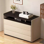 Commodes Coiffeuse moderne à 3 tiroirs avec étagère ouverte, beige