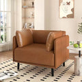 MAYEERTY 39 Vintage Brown Faux Leather Lounge Chair with Polyester/PU Upholstery, Wood Frame & Steel Legs