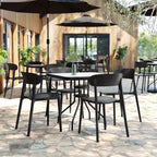 Chaise de terrasse empilable intérieur-extérieur avec dossier incurvé, chaise commerciale en résine toutes saisons
