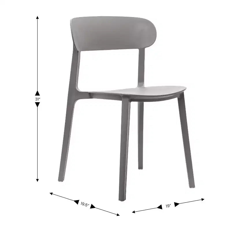 Chaise de terrasse empilable intérieur-extérieur avec dossier incurvé, chaise commerciale en résine toutes saisons