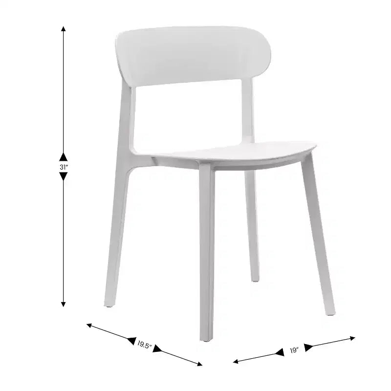 Chaise de terrasse empilable intérieur-extérieur avec dossier incurvé, chaise commerciale en résine toutes saisons