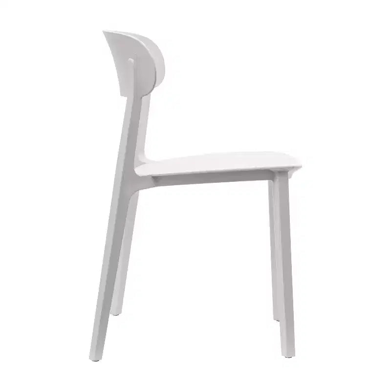 Chaise de terrasse empilable intérieur-extérieur avec dossier incurvé, chaise commerciale en résine toutes saisons