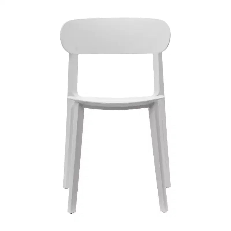 Chaise de terrasse empilable intérieur-extérieur avec dossier incurvé, chaise commerciale en résine toutes saisons