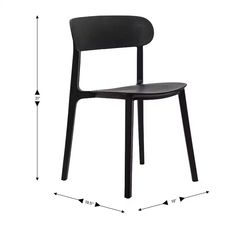 Chaise de terrasse empilable intérieur-extérieur avec dossier incurvé, chaise commerciale en résine toutes saisons