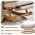 Fauteuil à bascule rembourré en bois massif avec repose-pieds escamotable