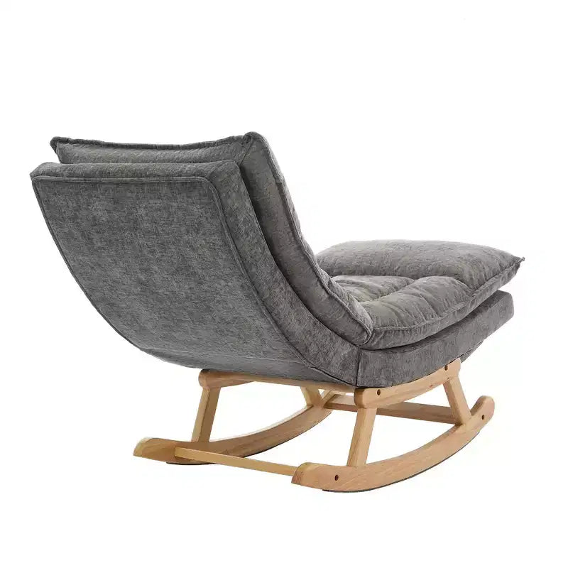 Fauteuil à bascule rembourré en bois massif avec repose-pieds escamotable