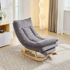 Fauteuil à bascule rembourré en bois massif avec repose-pieds escamotable