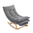 Fauteuil à bascule rembourré en bois massif avec repose-pieds escamotable