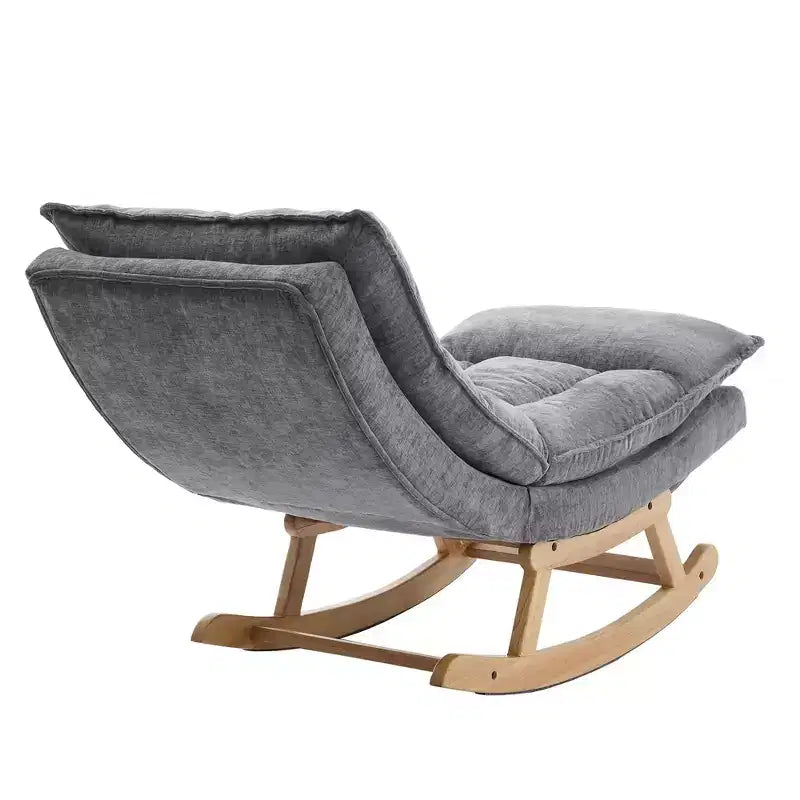 Fauteuil à bascule rembourré en bois massif avec repose-pieds escamotable