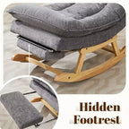 Fauteuil à bascule rembourré en bois massif avec repose-pieds escamotable