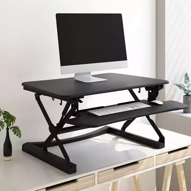 Rehausseurs de bureau avec 12 niveaux de hauteur, grand plateau de clavier, poste de travail assis-debout pour la maison et le bureau, cadre en acier, 3 tailles