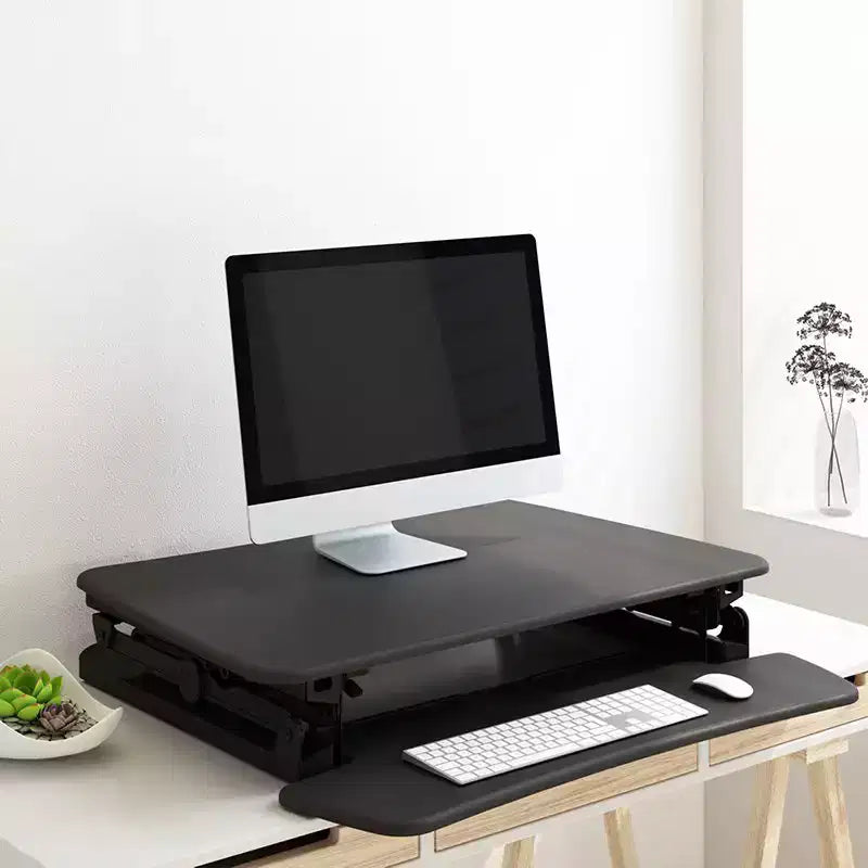 Rehausseurs de bureau avec 12 niveaux de hauteur, grand plateau de clavier, poste de travail assis-debout pour la maison et le bureau, cadre en acier, 3 tailles