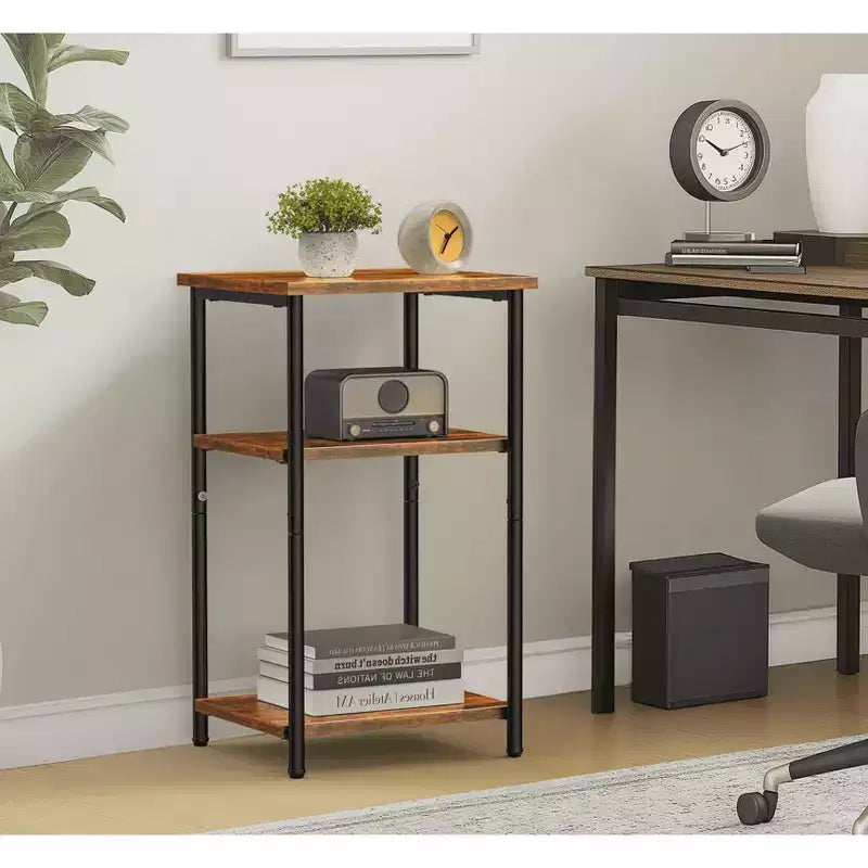 MAYEERTY 3-Layer Coffee Table Adjustable Height Storage Shelf