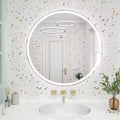 32 Inch LED Bathroom Mirror with Smart Touch Control, Dimmable Anti-Fog Vanity Mirror, Wall Mounted/Plug-in, HD Glass