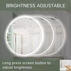 Miroir de salle de bain LED 32 pouces avec commande tactile intelligente, miroir de courtoisie dimmable anti-buée, mural/à brancher, verre HD