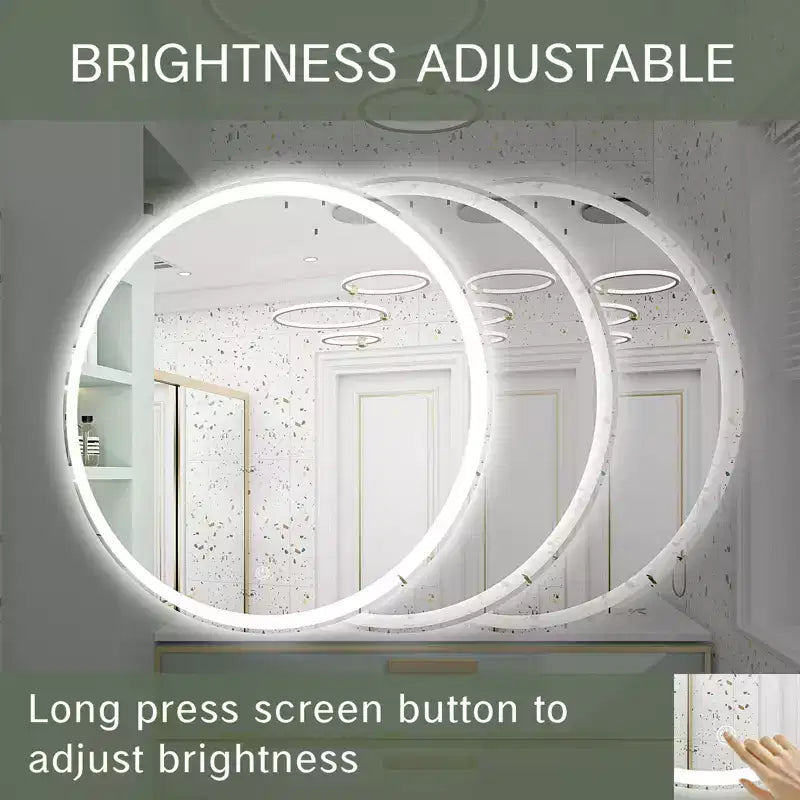 Miroir de salle de bain LED 32 pouces avec commande tactile intelligente, miroir de courtoisie dimmable anti-buée, mural/à brancher, verre HD