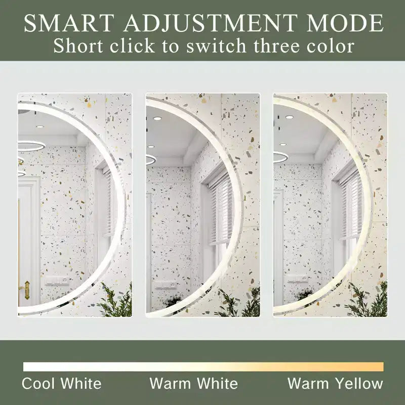 Miroir de salle de bain LED 32 pouces avec commande tactile intelligente, miroir de courtoisie dimmable anti-buée, mural/à brancher, verre HD