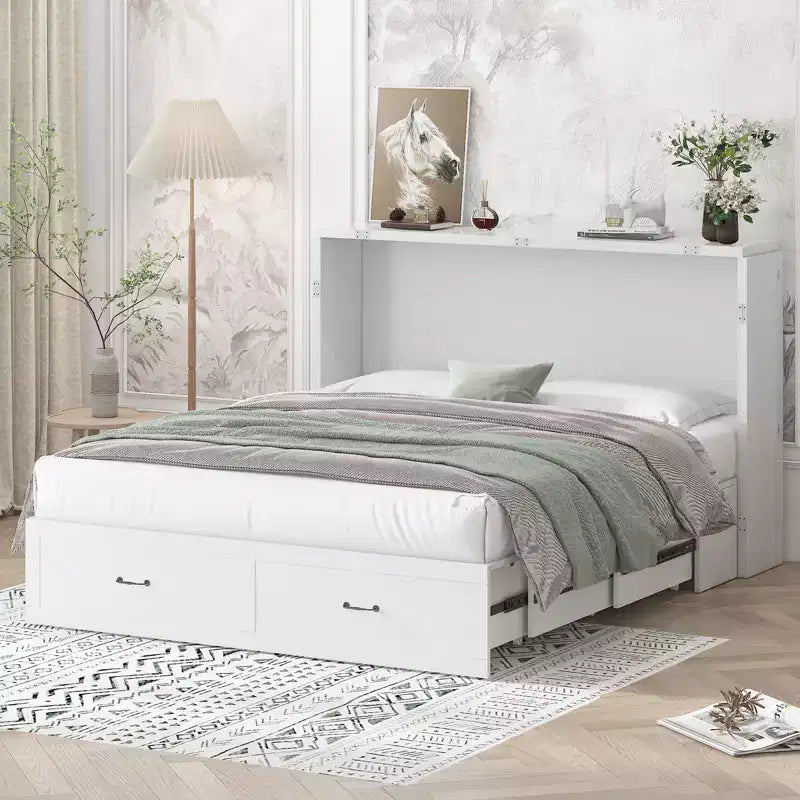 Lit avec station de charge, lit pliable en cube peu encombrant avec matelas