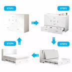 Lit avec station de charge, lit pliable en cube peu encombrant avec matelas