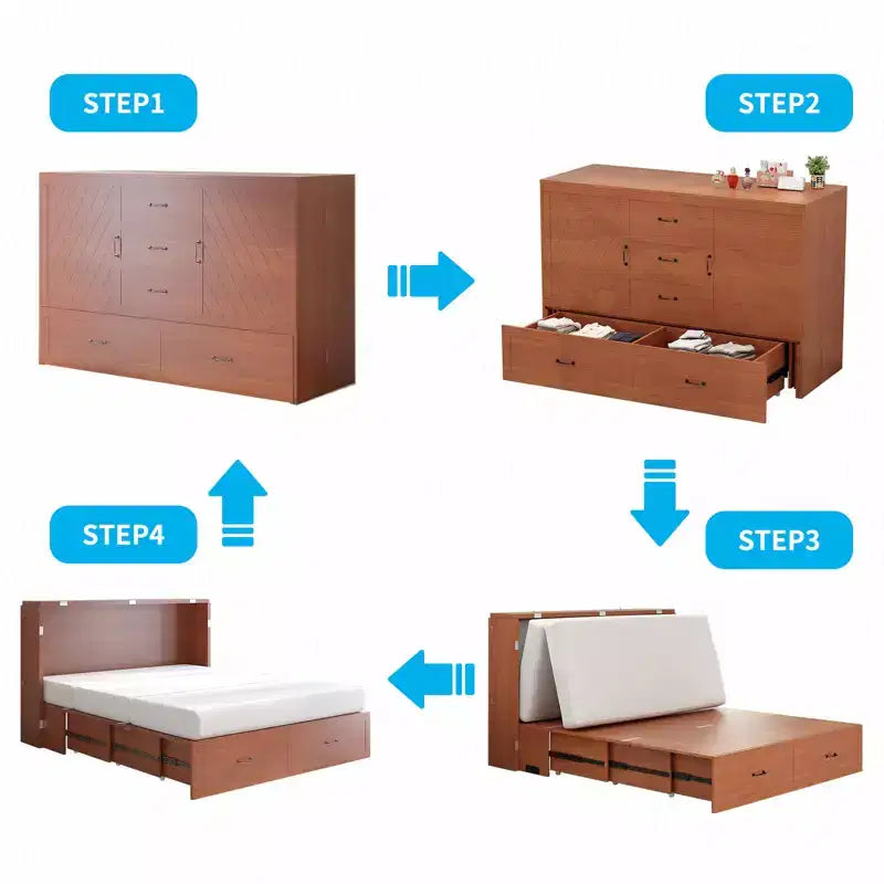 Lit avec station de charge, lit pliable en cube peu encombrant avec matelas