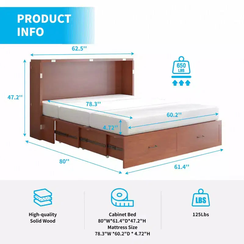 Lit avec station de charge, lit pliable en cube peu encombrant avec matelas