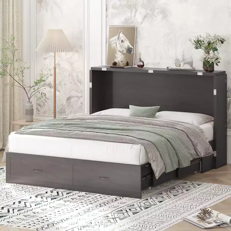 Lit avec station de charge, lit pliable en cube peu encombrant avec matelas